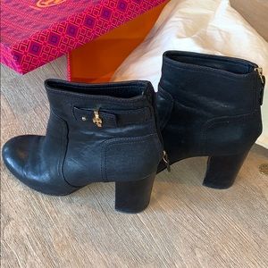 TORY BURCH black leather booties